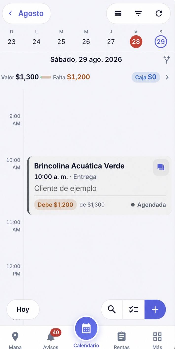 Ejemplo sanitizado de la operación diaria de Vinali en celular